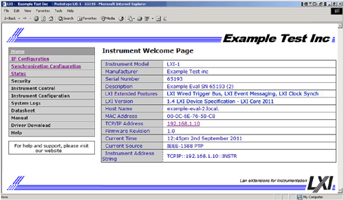 LXI Web Interface